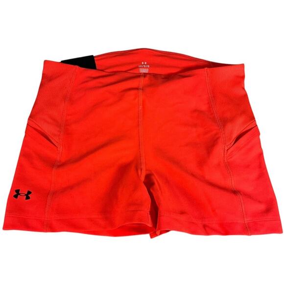 Under Armour High Rise Shorty Shorts Compression Orange Size large Active NWT - Picture 8 of 8